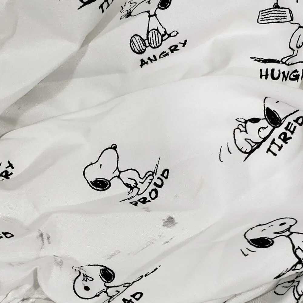 Peanuts Snoopy Charlie Brown Berkshire Home Twin Fitted Sheet Black White